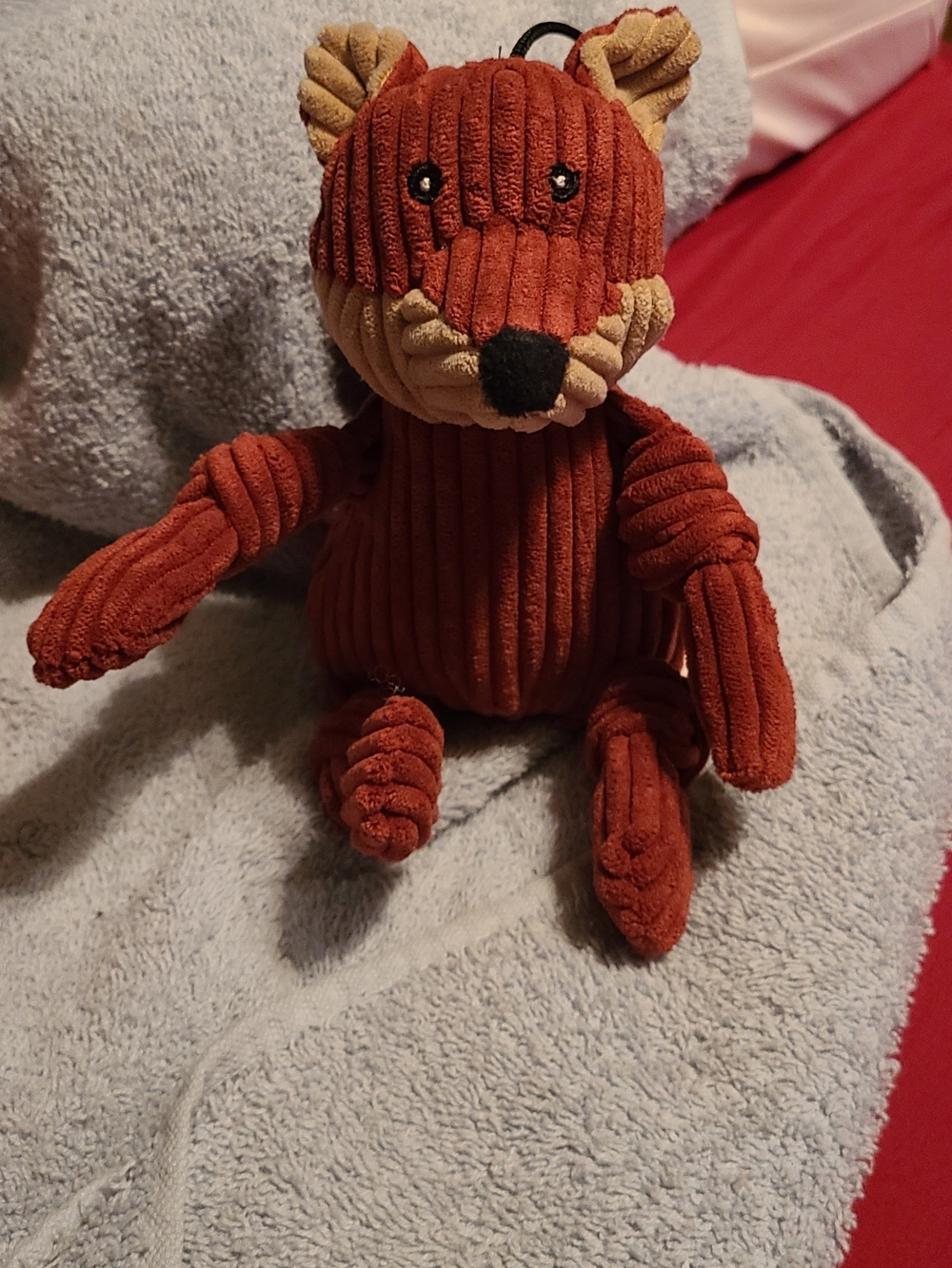 HuggleHounds Knotty Sly Fox Plush Dog Toy - Rust and Tan